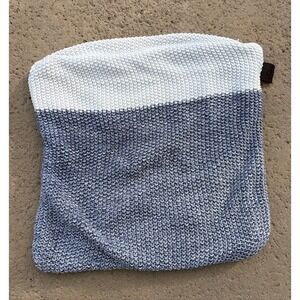 UGG Knit Pillow Cover Throw Cushion Cover White Blue Speckled 100 Cotton